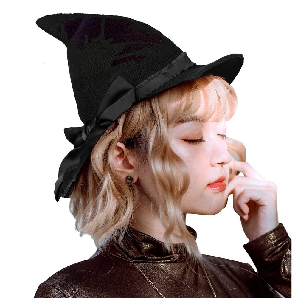 2861 Lolita Witch Hat Halloween Magic Elf Cap Girl Rose Pointed Hat